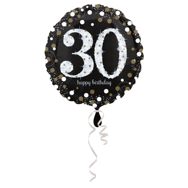 Sparkling Geburtstag Silber Folienballon Zahl 30