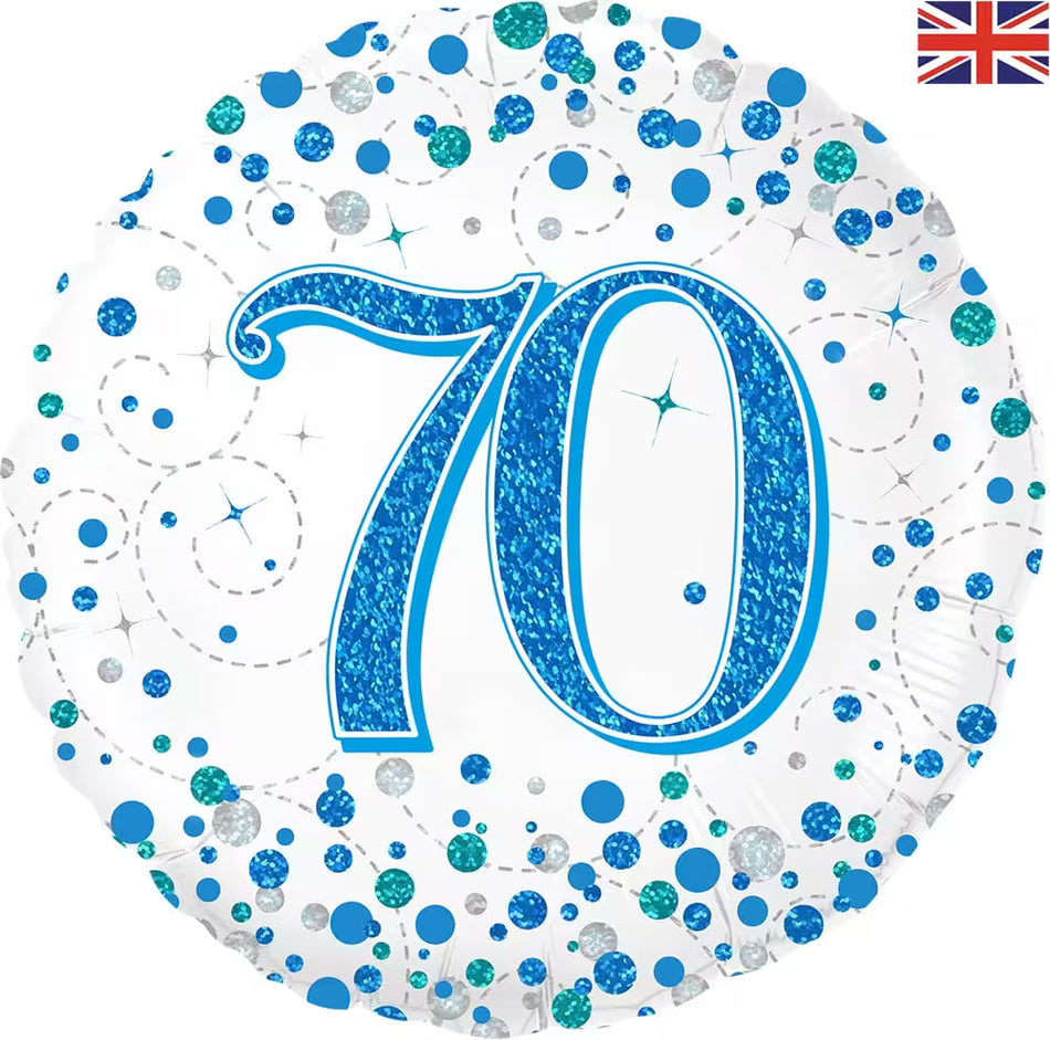 70 Geburtstag Weiß & Blau - Folienballon