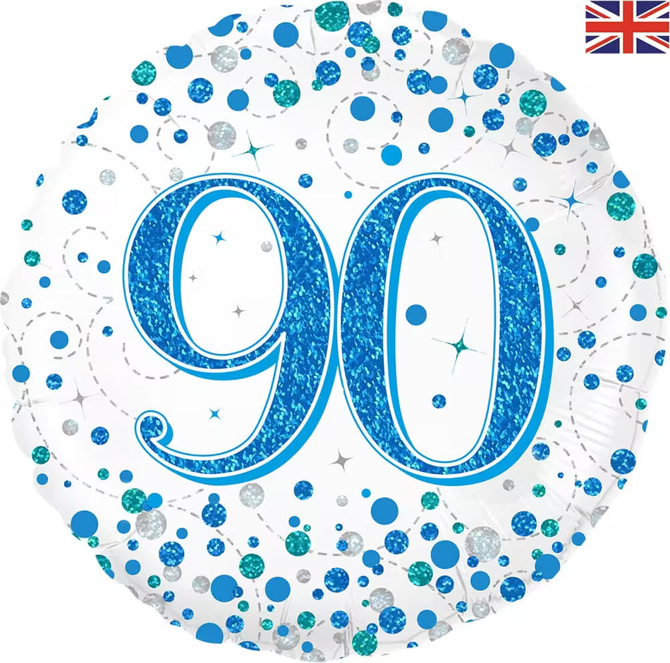 90 Geburtstag Weiß & Blau - Folienballon