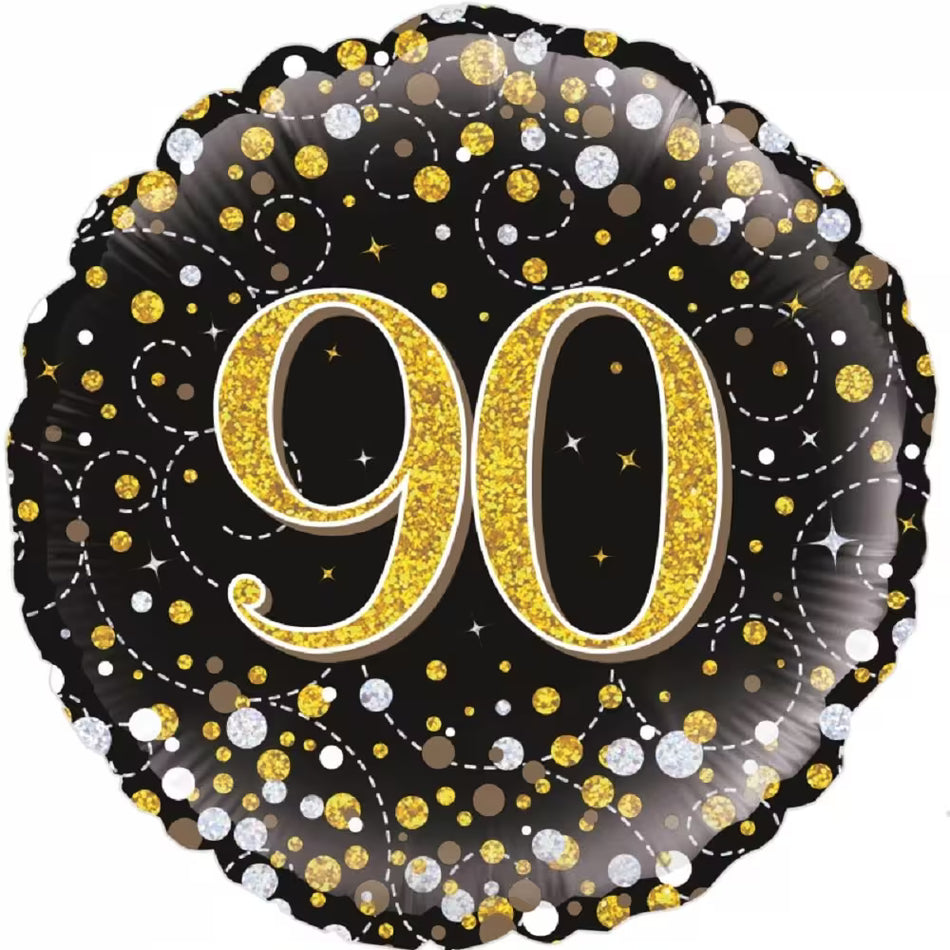 90 Geburtstag schwarz & Gold - Folienballon