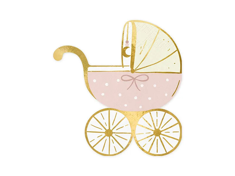 Servietten Kinderwagen rosa