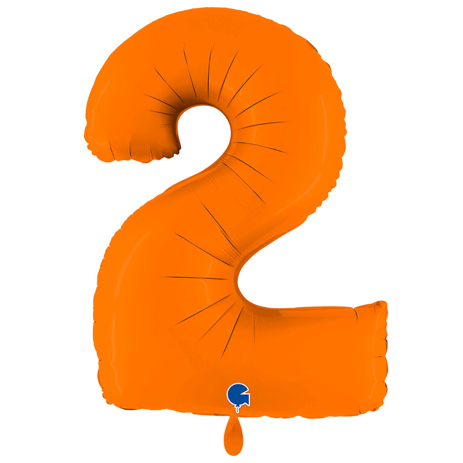 XXL Folienballon matt orange Zahl 2