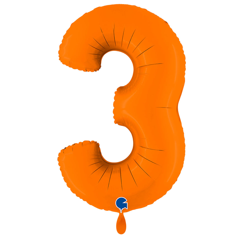 XXL Folienballon matt orange Zahl 3