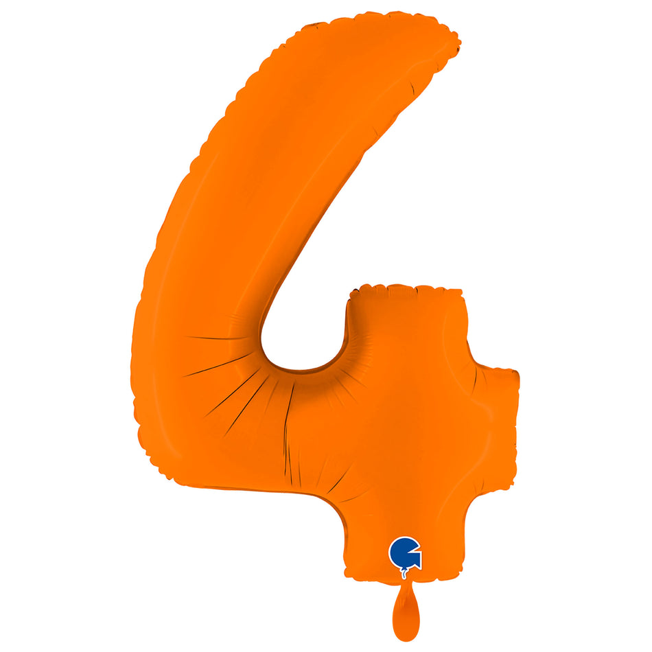 XXL Folienballon matt orange Zahl 4