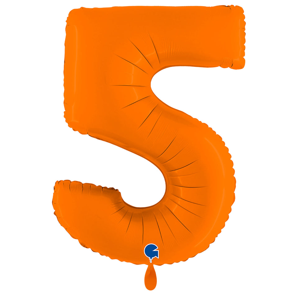XXL Folienballon matt orange Zahl 5