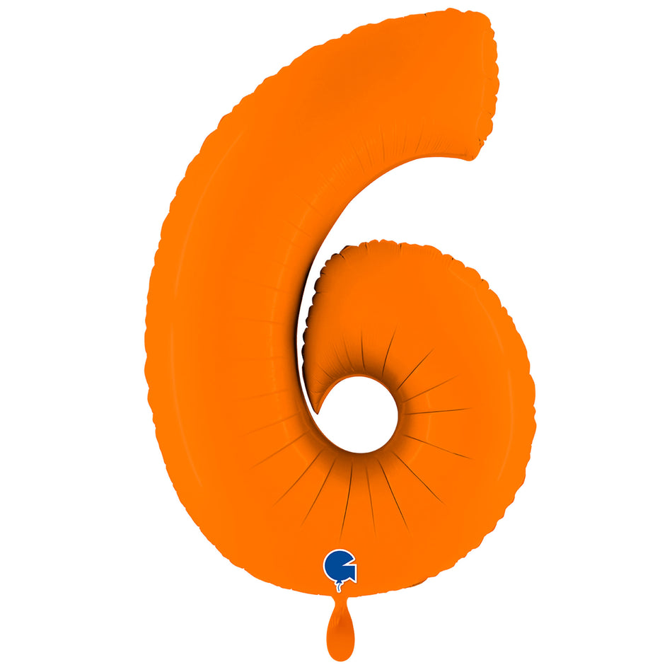 XXL Folienballon matt orange Zahl 6