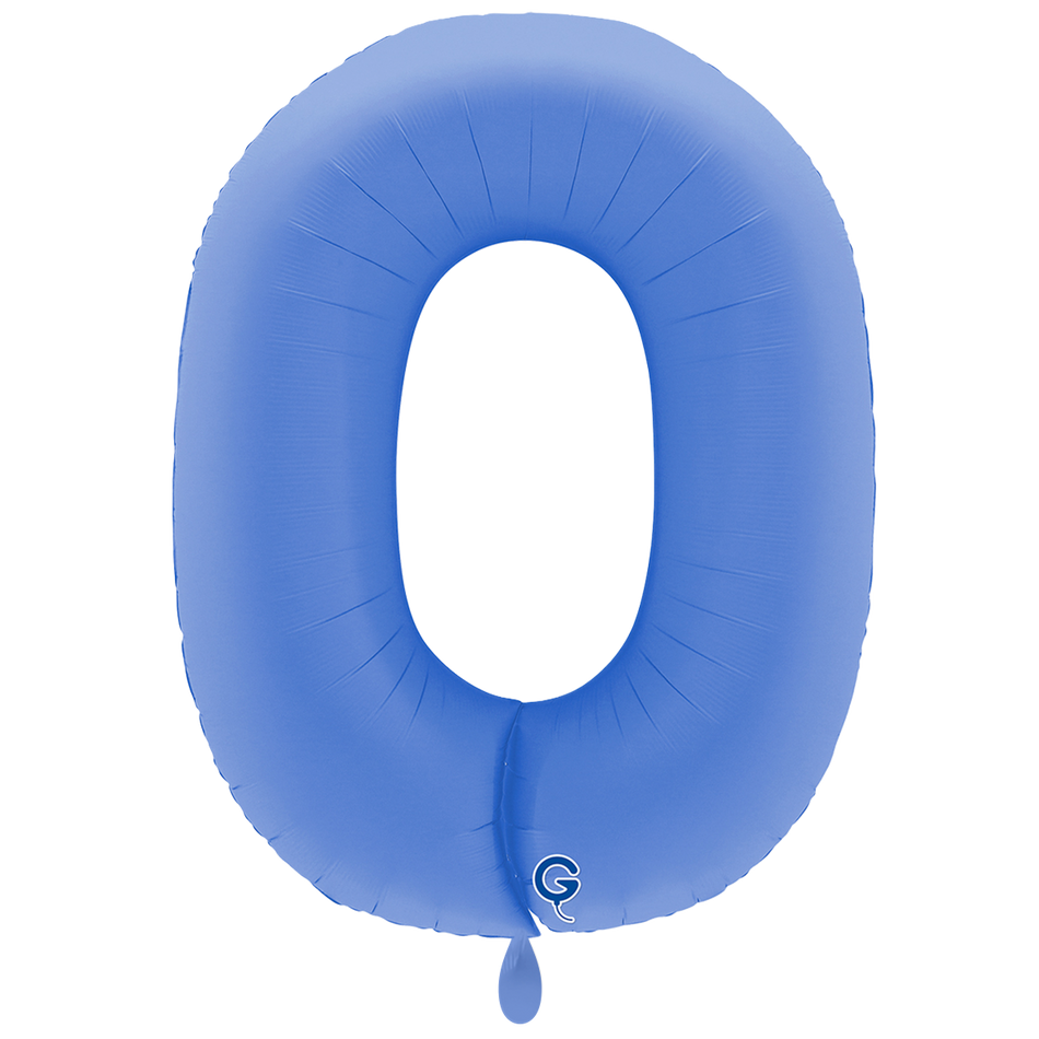 XXL Folienballon Zahl 0 Soft Matte Lotus Blau