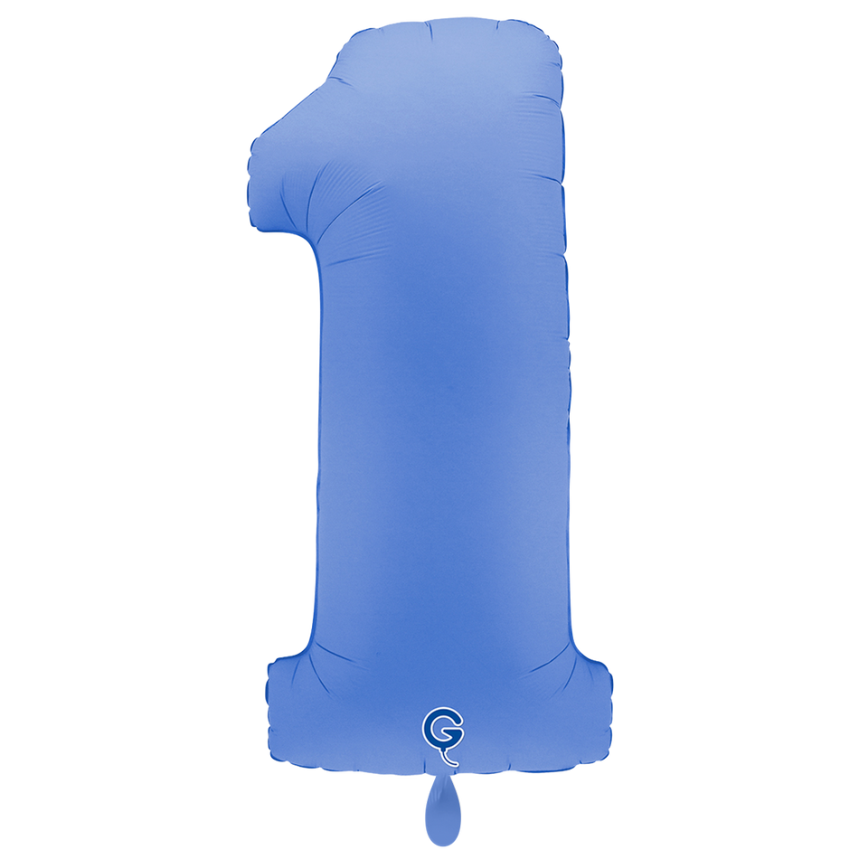 XXL Folienballon Zahl 1 Soft Matte Lotus Blau