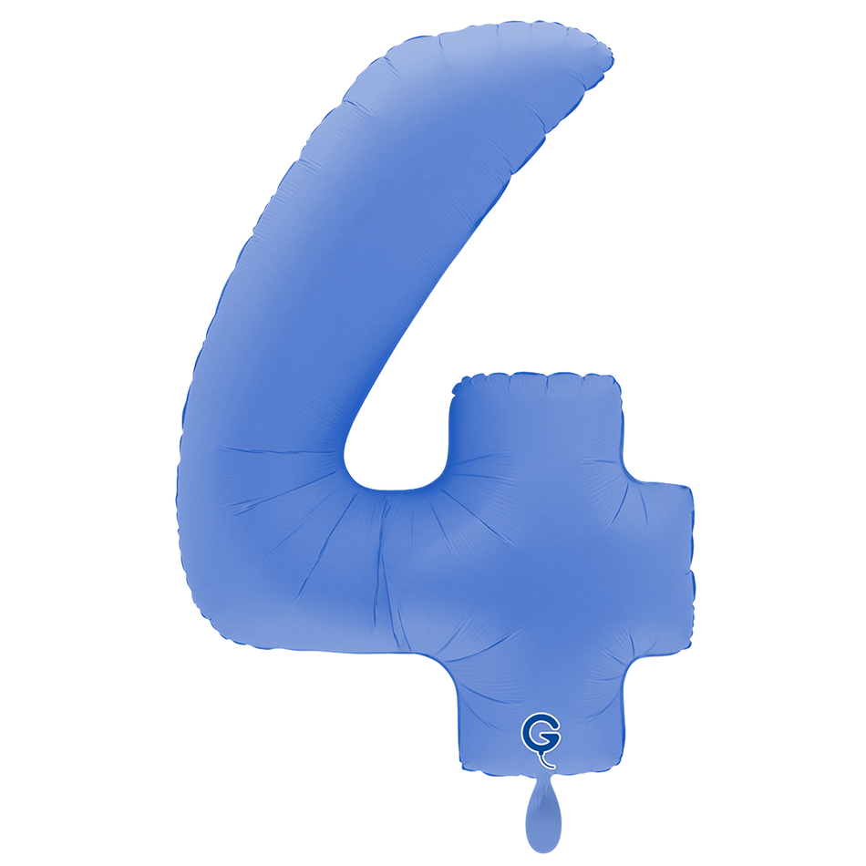 XXL Folienballon Zahl 4 Soft Matte Lotus Blau
