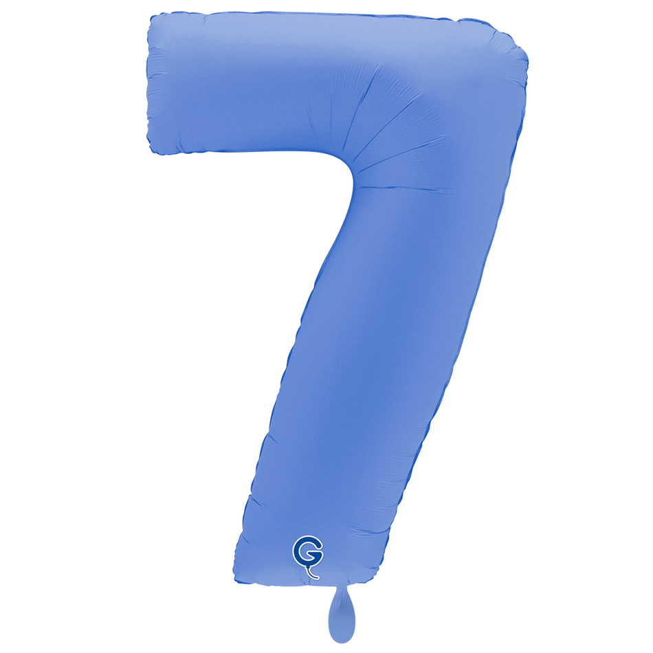 XXL Folienballon Zahl 7 Soft Matte Lotus Blau