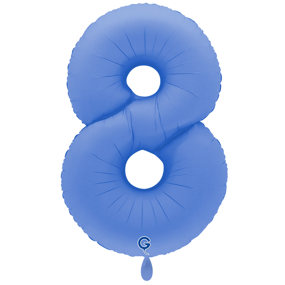 XXL Folienballon Zahl 8 Soft Matte Lotus Blau