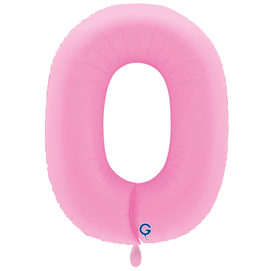XXL Folienballon Zahl 0 Soft Matte Sakura Pink