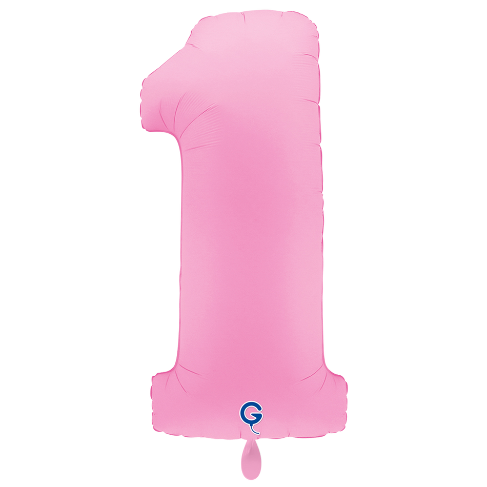 XXL Folienballon Zahl 1 Soft Matte Sakura Pink