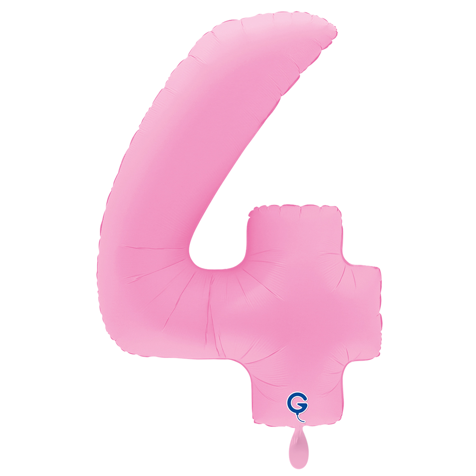 XXL Folienballon Zahl 4 Soft Matte Sakura Pink