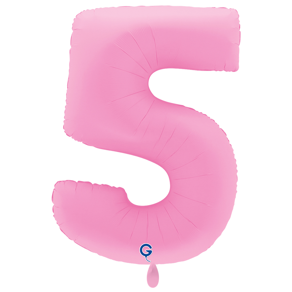 XXL Folienballon Zahl 5 Soft Matte Sakura Pink