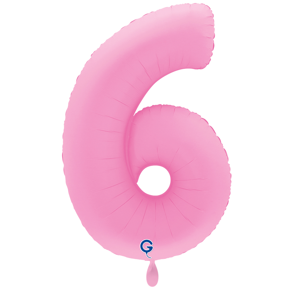 XXL Folienballon Zahl 6 Soft Matte Sakura Pink