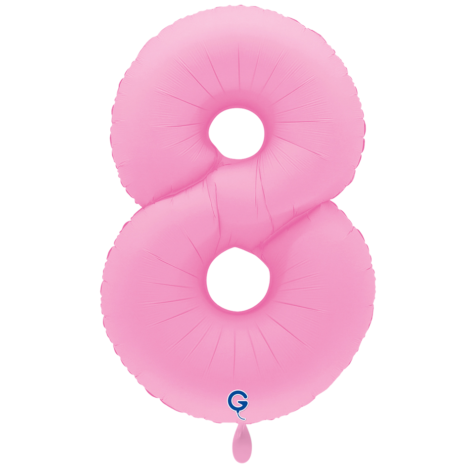 XXL Folienballon Zahl 8 Soft Matte Sakura Pink