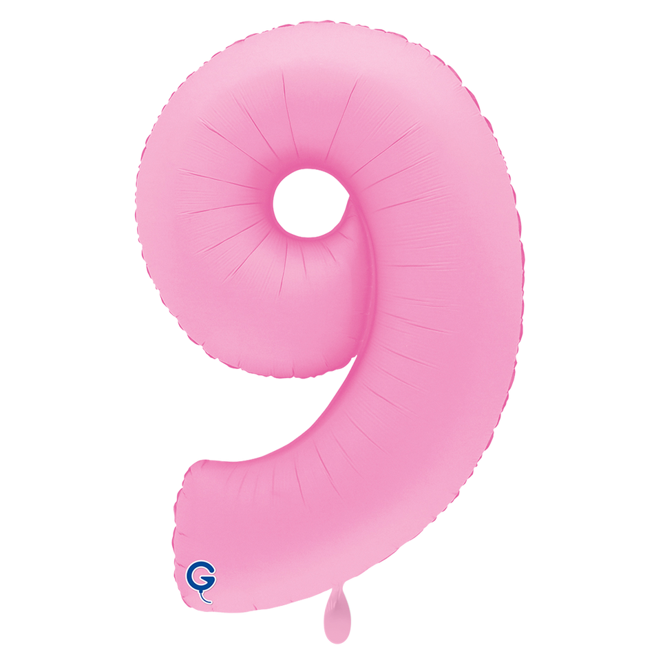 XXL Folienballon Zahl 9 Soft Matte Sakura Pink