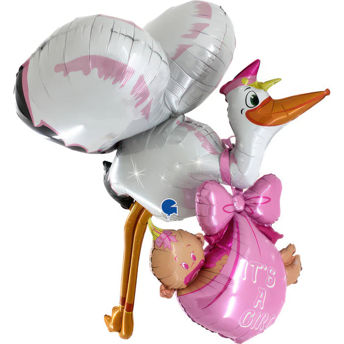 Storch 3D rosa - Folienballon