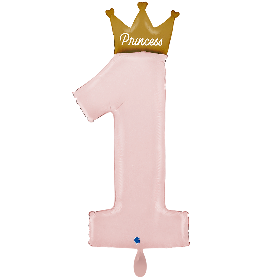 XXL Folienballon rosa Zahl 1 mit Krone