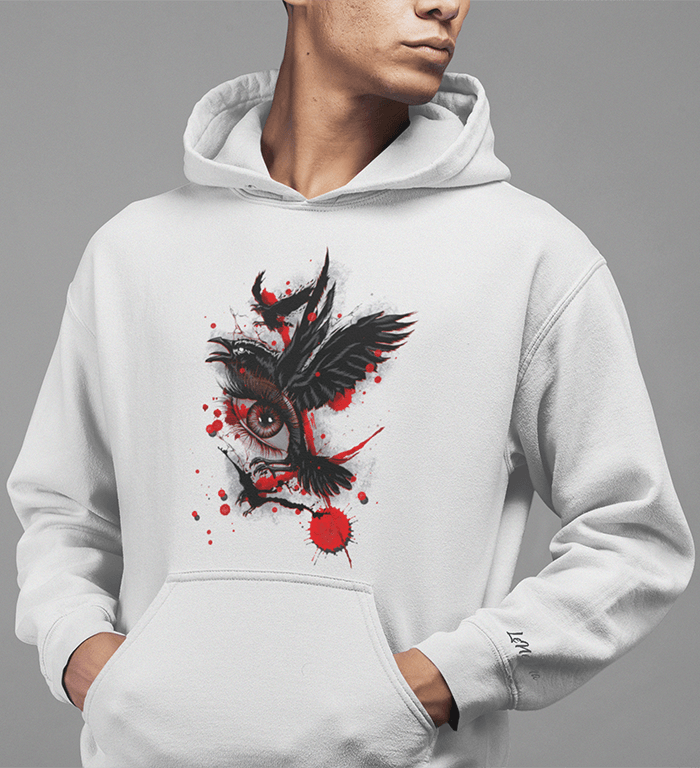 Hoodie White Crow Eye Mockup download Shop