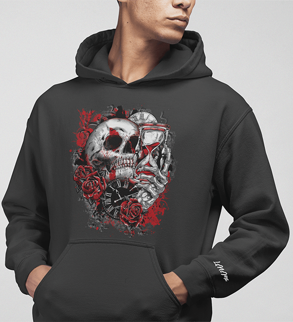 Hoodie grau Skull Time Mockup 1750x1920