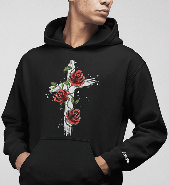 Hoodie schwarz Kreuz Mockup 1750x1920