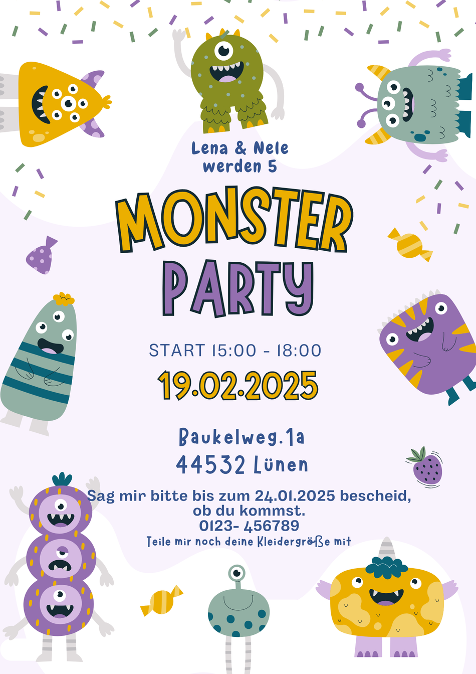 Einladungskarte Monsterparty als PNG-Datei