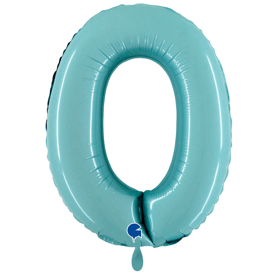 XXL Folienballon pastel blau Zahl 0