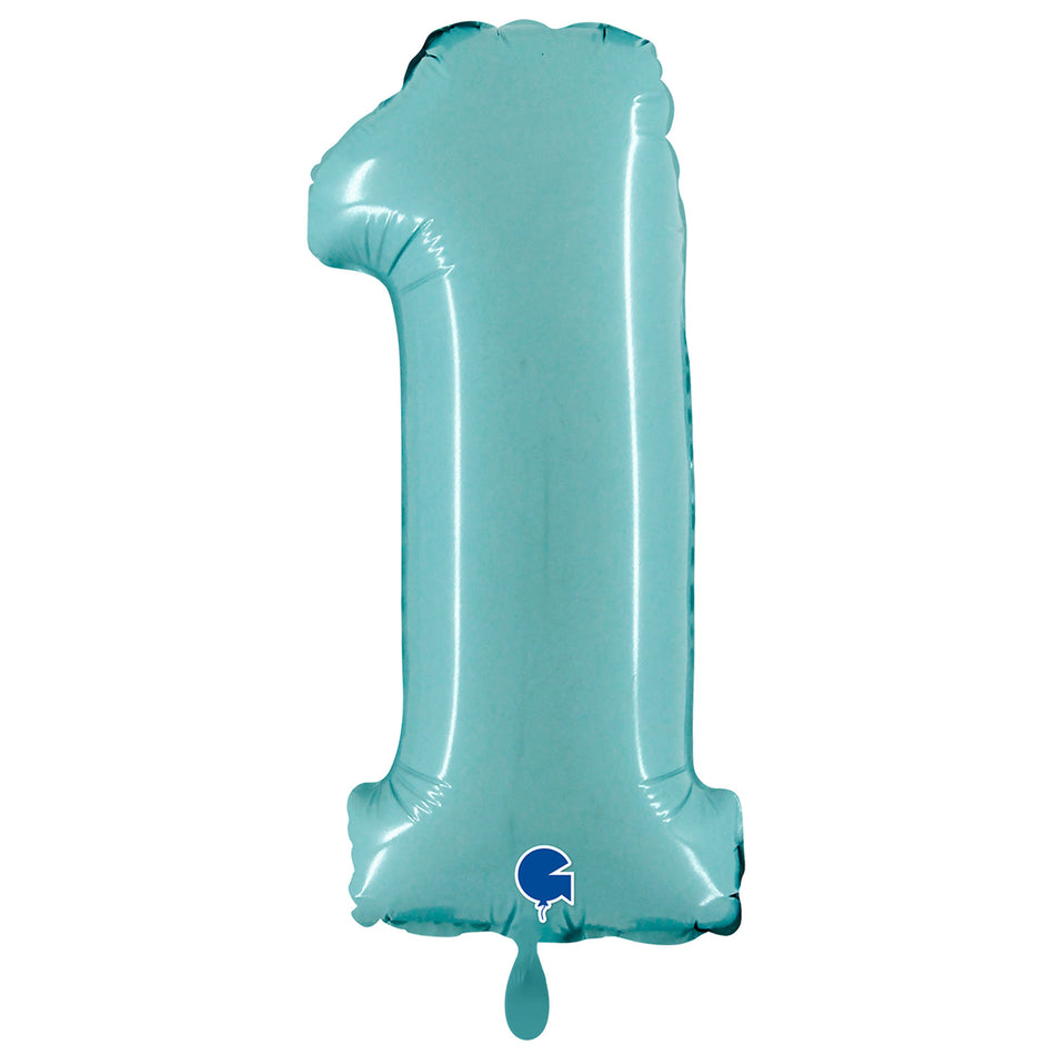 XXL Folienballon pastel blau Zahl 1