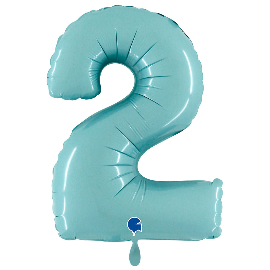 XXL Folienballon pastel blau Zahl 2