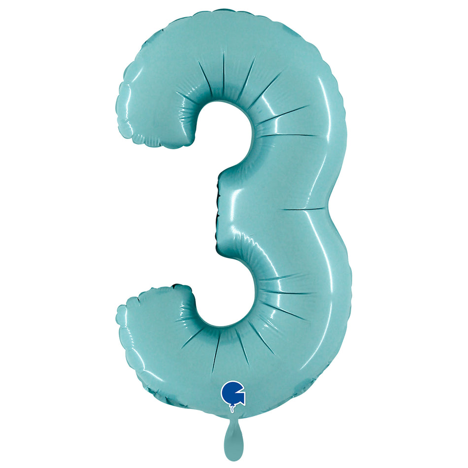 XXL Folienballon pastel blau Zahl 3