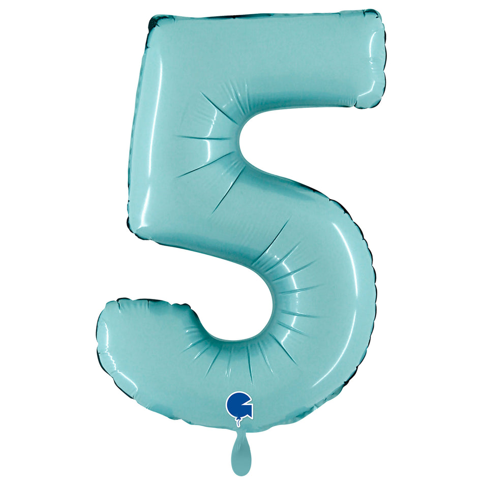 XXL Folienballon pastel blau Zahl 5