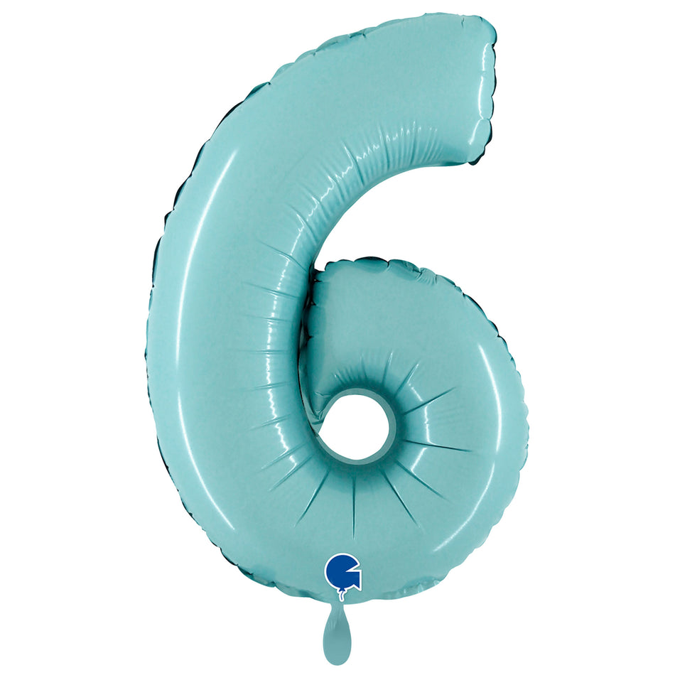 XXL Folienballon pastel blau Zahl 6