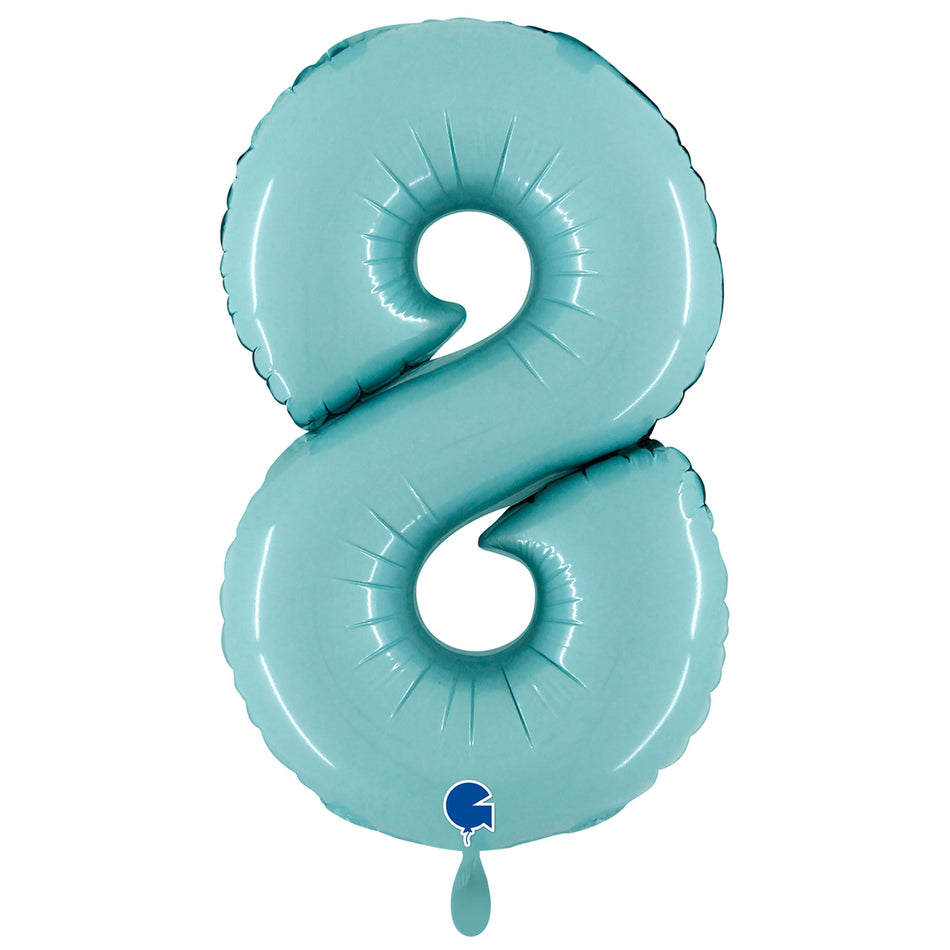 XXL Folienballon pastel blau Zahl 8