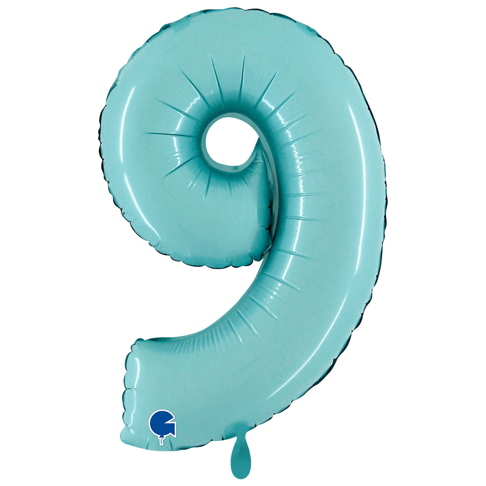 XXL Folienballon pastel blau Zahl 9