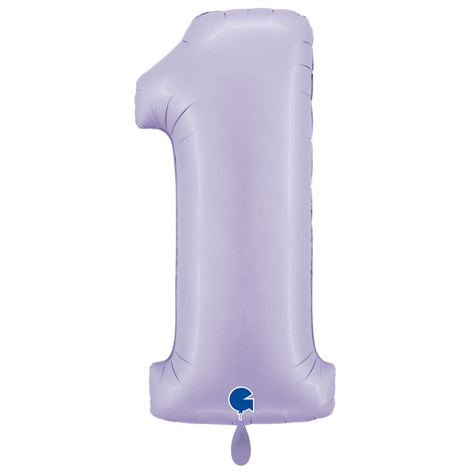 XXL Folienballon satin flieder Zahl 1