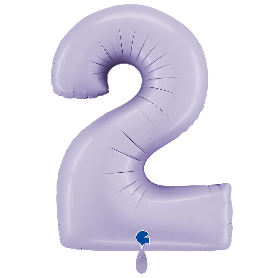 XXL Folienballon satin flieder Zahl 2