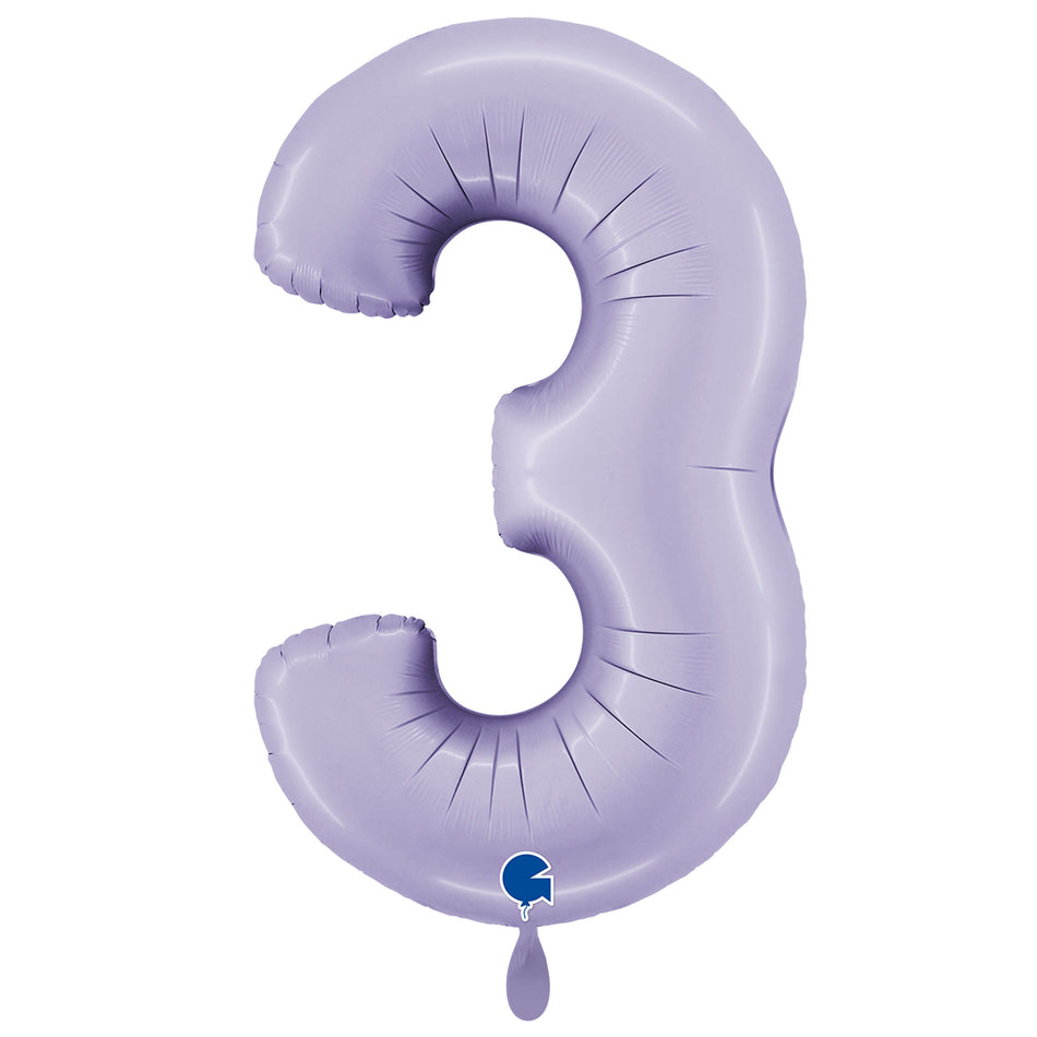 XXL Folienballon satin flieder Zahl 3
