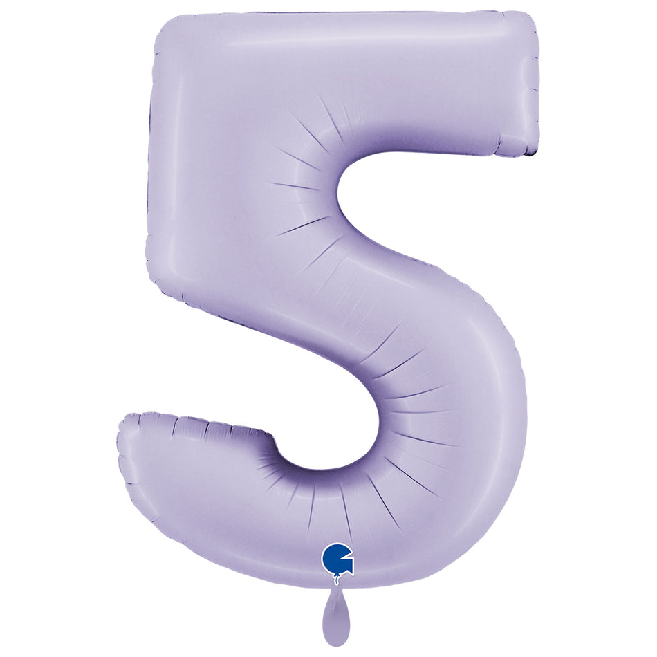 XXL Folienballon satin flieder Zahl 5