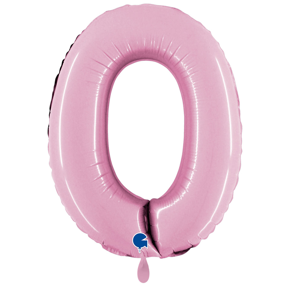 XXL Folienballon pastel pink Zahl 0