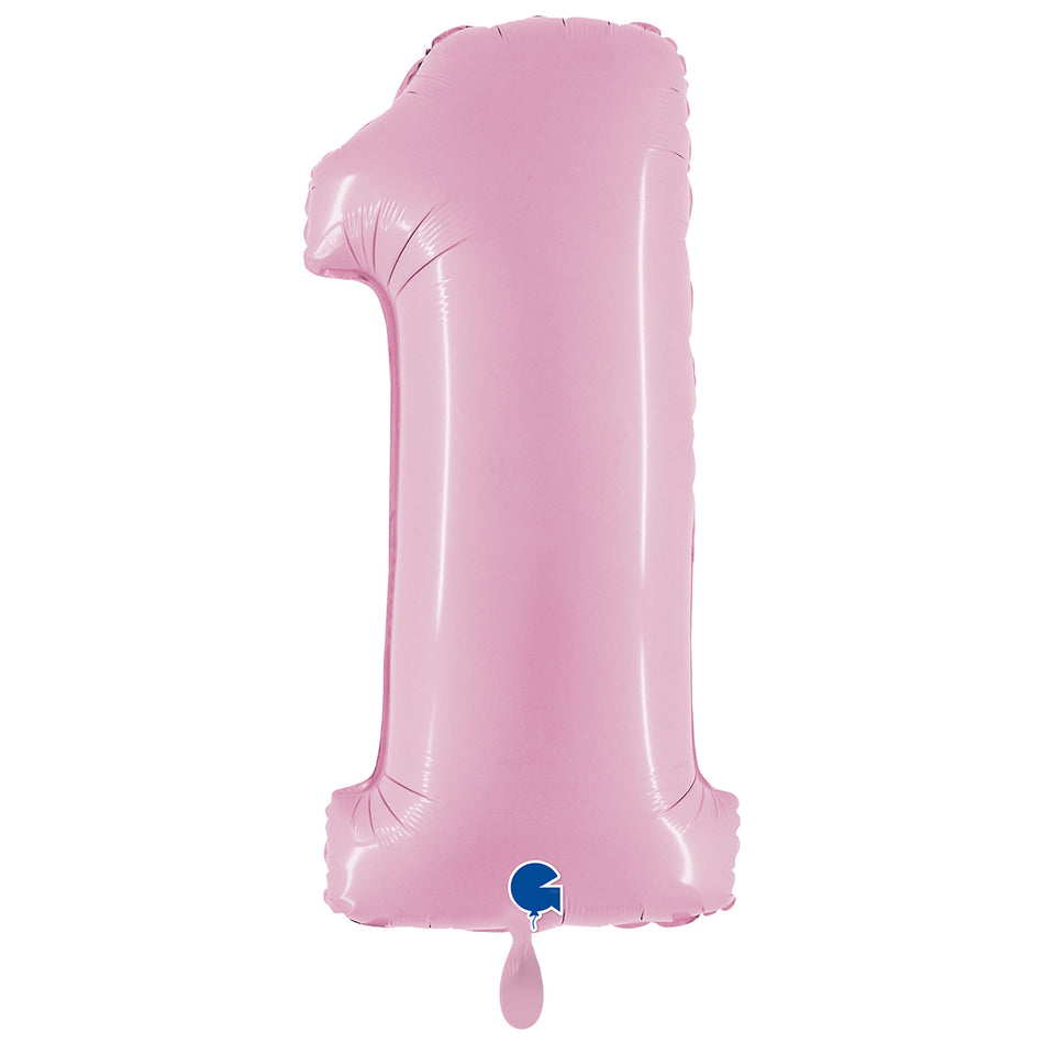 XXL Folienballon pastel pink Zahl 1