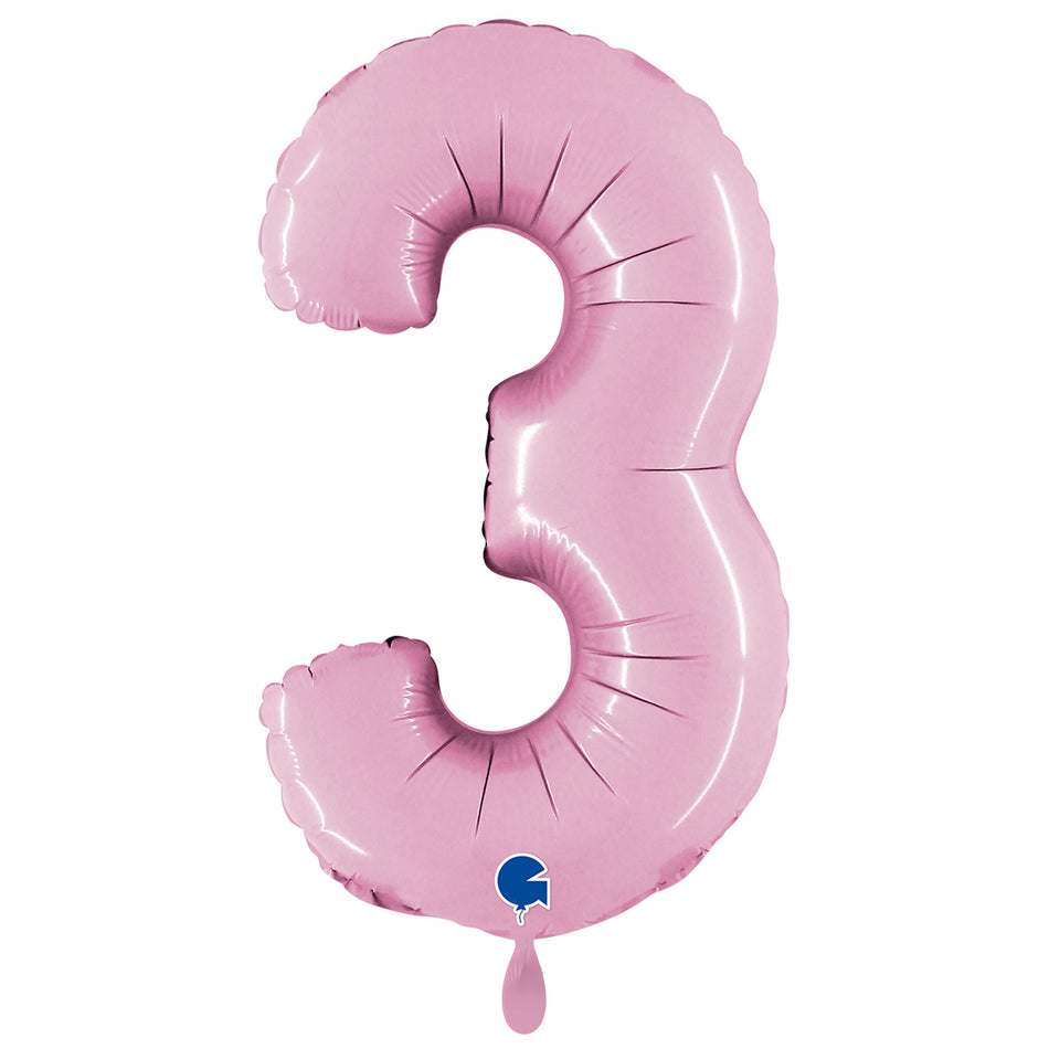 XXL Folienballon pastel pink Zahl 3