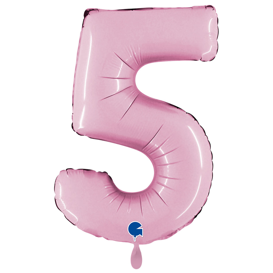 XXL Folienballon pastel pink Zahl 5