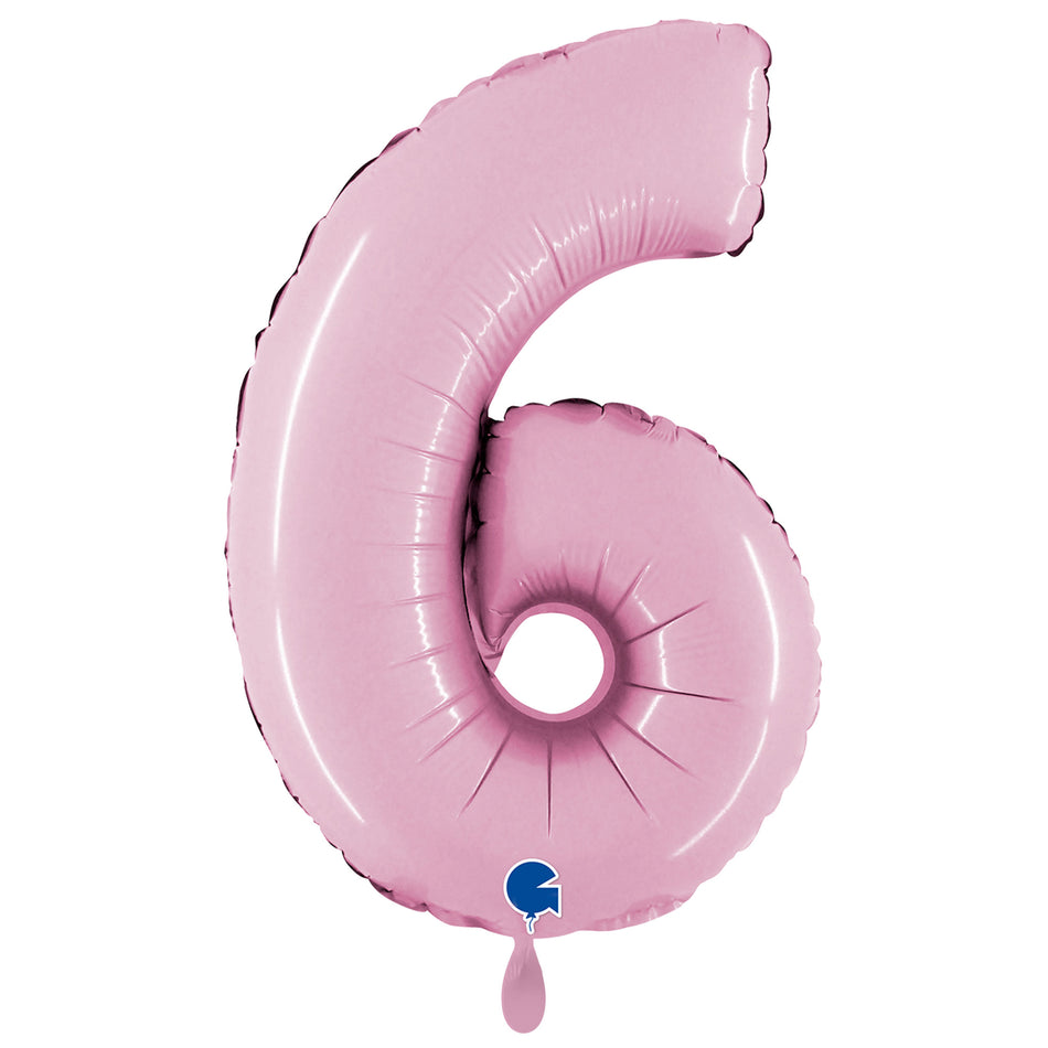 XXL Folienballon pastel pink Zahl 6