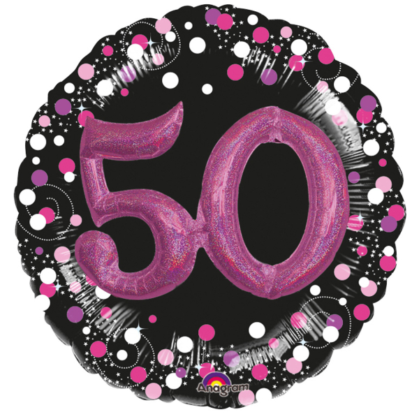 3D Folienballon Zahl 50 Pink
