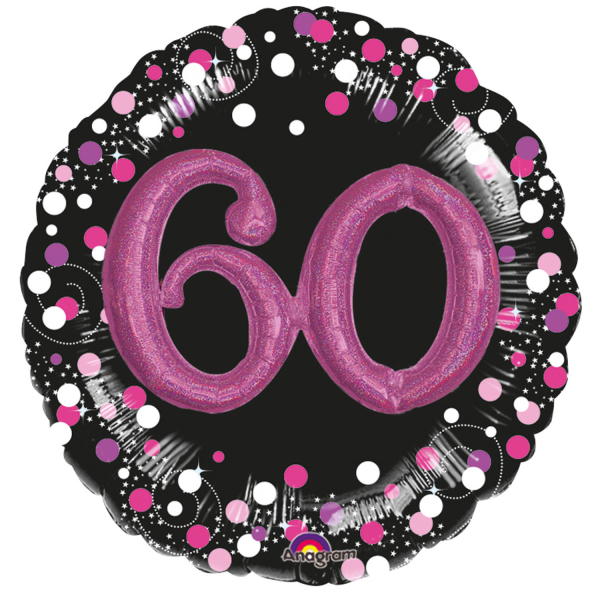 3D Folienballon Zahl 60 Pink