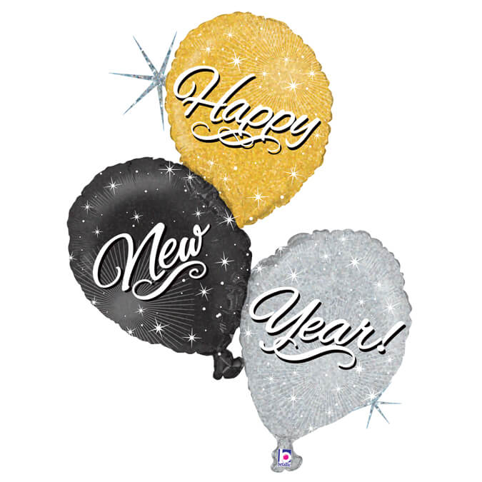 Happy NEW Year Trio - Folienballon Holographic